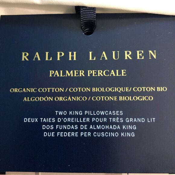 Ralph Lauren Palmer Organic Cotton Percale 2 King Pillowcases Sand Dune New - Picture 4 of 10